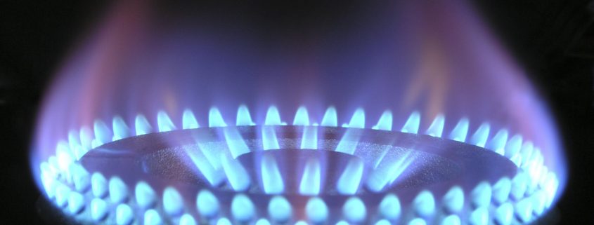 gas stove lit